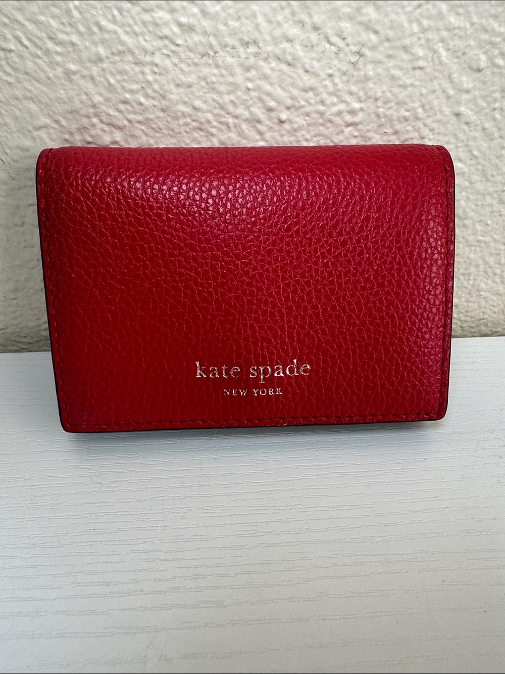 kate spade Red Pebbled Leather Card Case